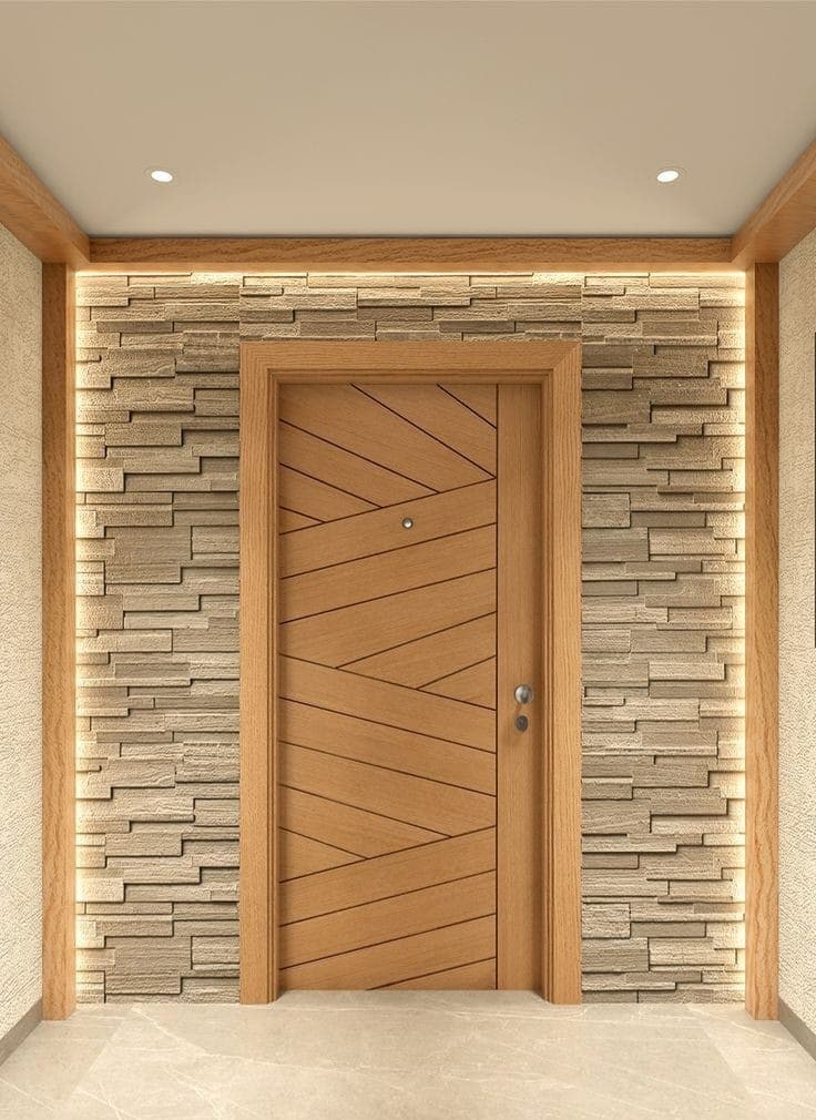 Herringbone Door with Stone Surround